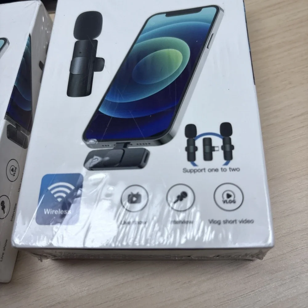 Lavalier‎ Wireless Microphone System Rechargeable Black Recording New & Sealed